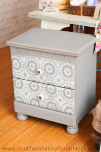 Nightstand with white circle pattern