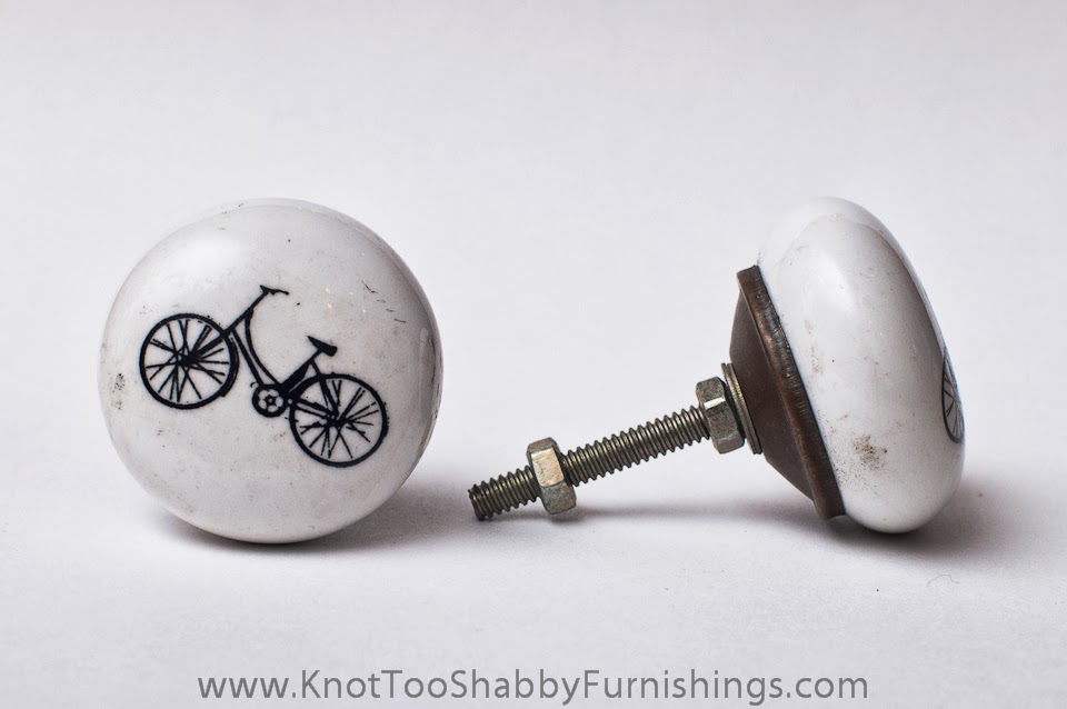 2 White Ceramic Bicycle knobs