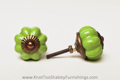 2 Apple Green Ceramic Melon knobs