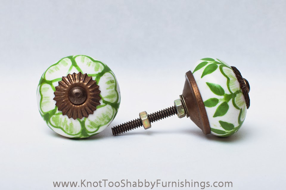 2 Green Buttercup knobs
