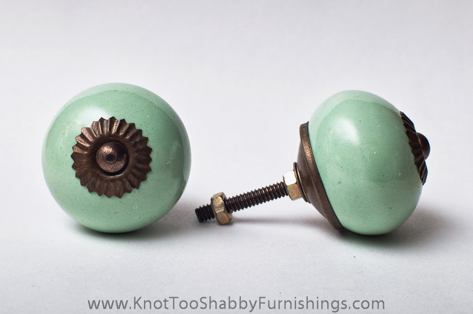 2 Solid Light Green Knobs