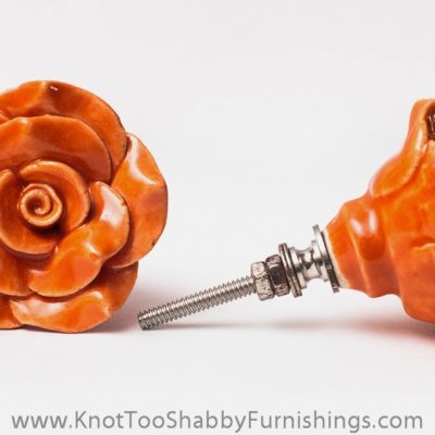 2 Orange Rose Knobs