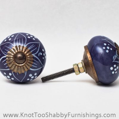 2 Purple Floral knobs