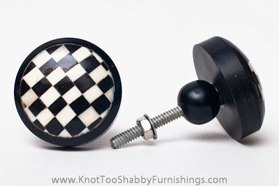 2 Round Wood Resin Checkerboard knobs