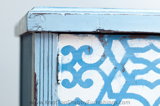 close up on blue cabinet corner
