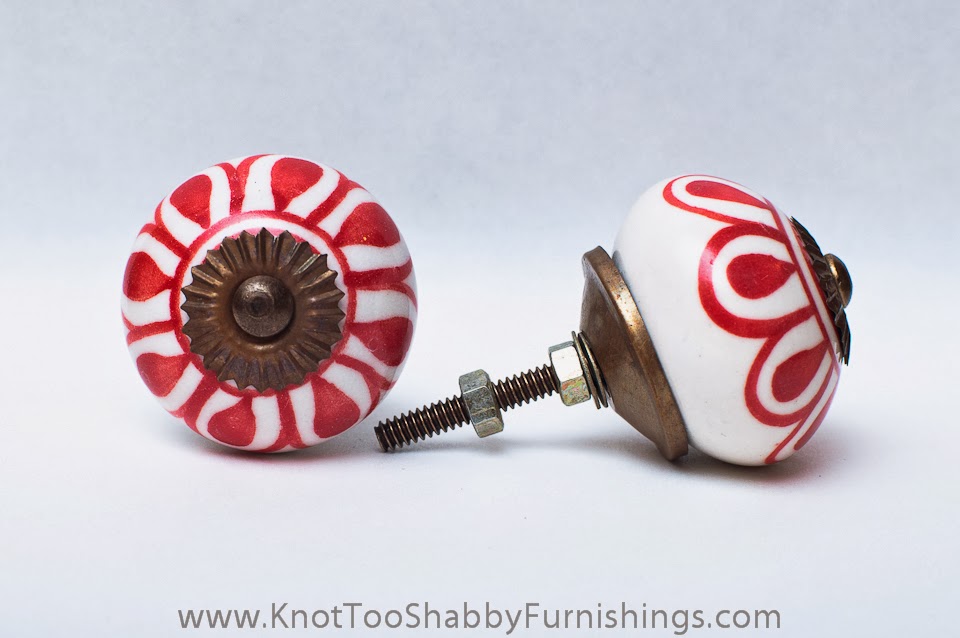 2 Red Baluster knobs