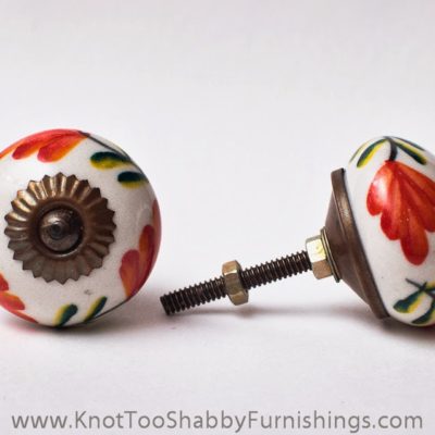 2 Red Flower knobs