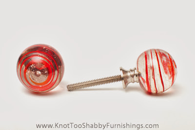 2 Glass Red Stripes knops