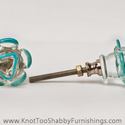 2 Turquoise Rose Glass Knobs