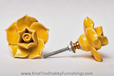 2 yellow rose knobs