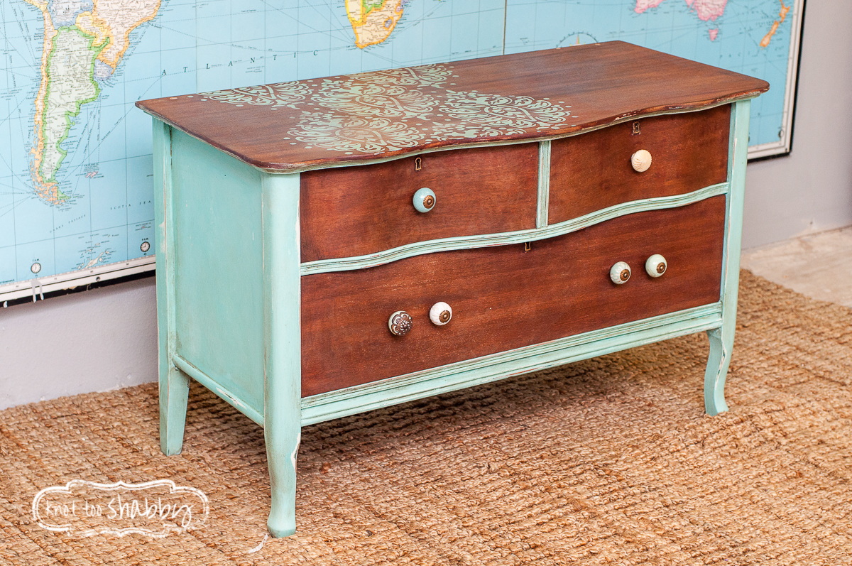 Mixed Paint, Stained Finish and Stenciled Top