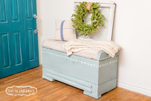 hope chest with Miss Mustard Seed stencil