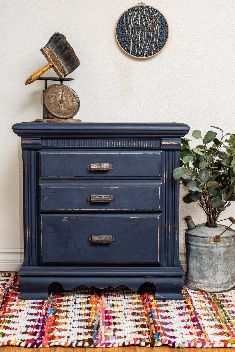 Bold Blue Chalk Painted Nightstand - Girl in the Garage®