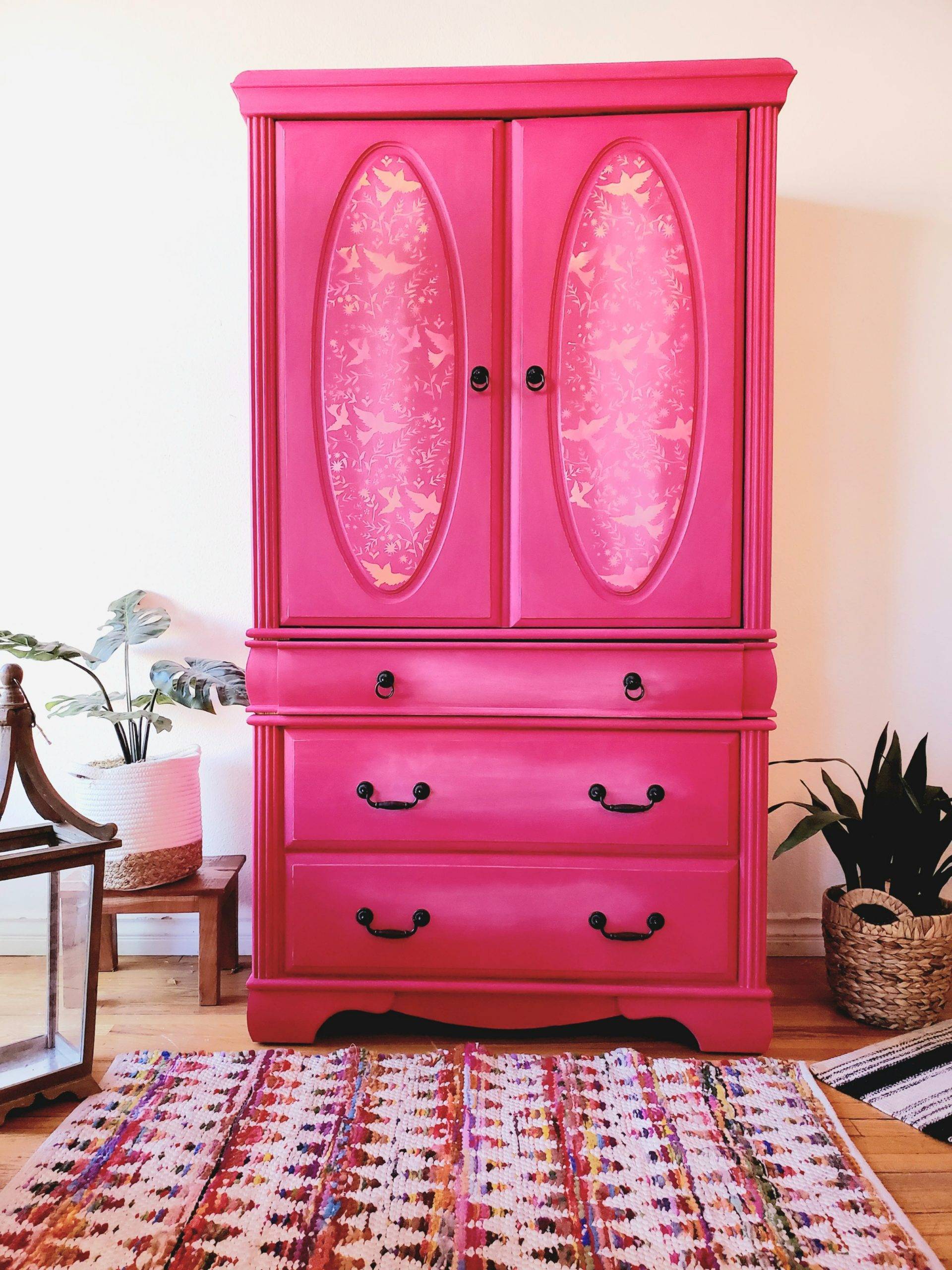 Large Armoire in Capri Pink - Knot Too Shabby Furnishings
