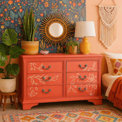 Sandalwood Red-Six Drawer Dresser