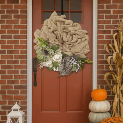 Handmade Burlap Fall Wreath