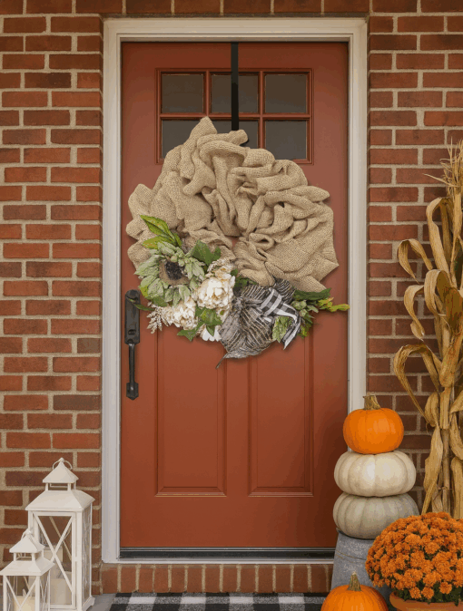 Handmade Burlap Fall Wreath