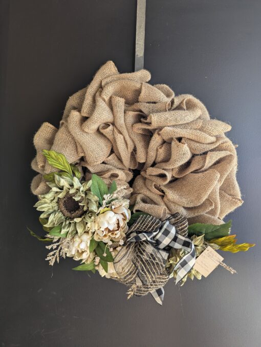 Handmade Burlap Fall Wreath - Image 2