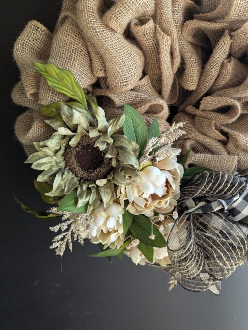 Handmade Burlap Fall Wreath - Image 3