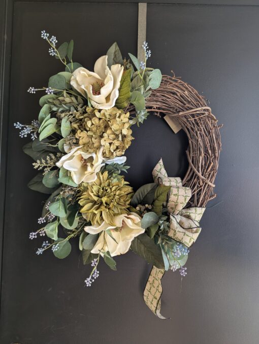 Handmade Floral and Ribbon Wreath - Image 3