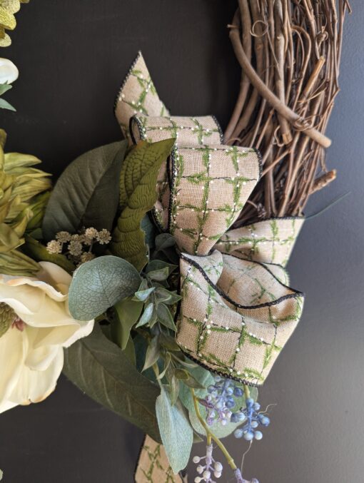 Handmade Floral and Ribbon Wreath - Image 4
