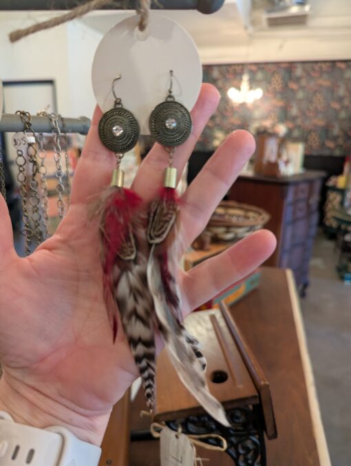 BOHO Feather Dangle Earrings - Image 2
