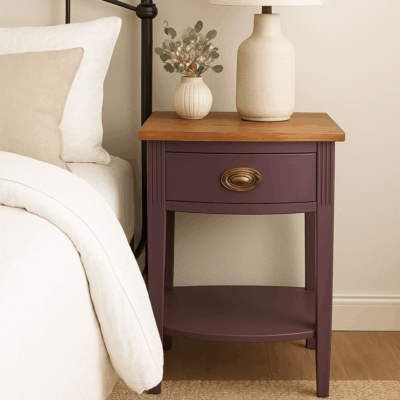 Pair of Vintage Wood Nightstands in Tyrian Plum