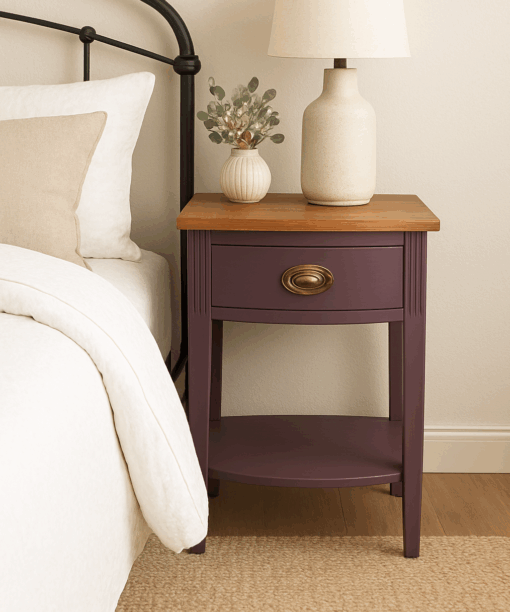 Pair of Vintage Wood Nightstands in Tyrian Plum
