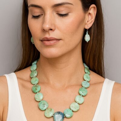 Aqua Terra Jasper Necklace and Earring Set