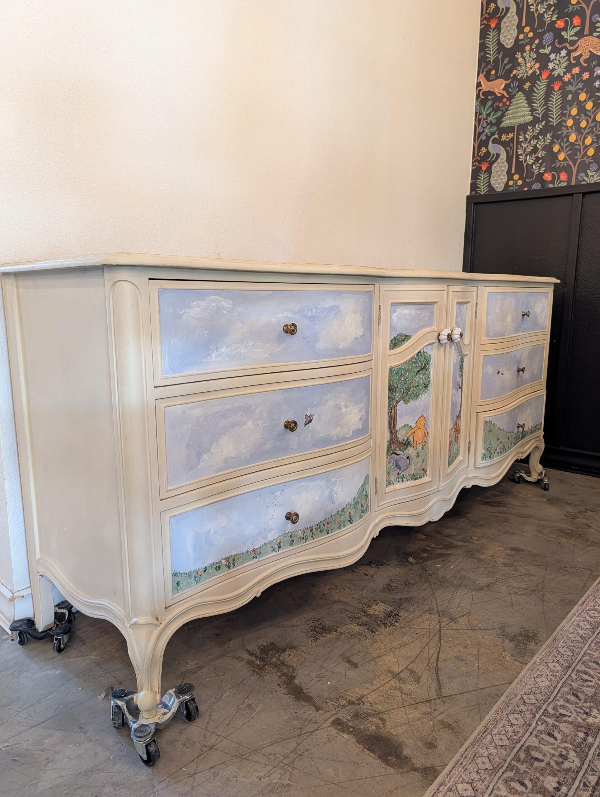 Hand-Painted 100 Acre Wood | Vintage French Style Dresser - Image 2