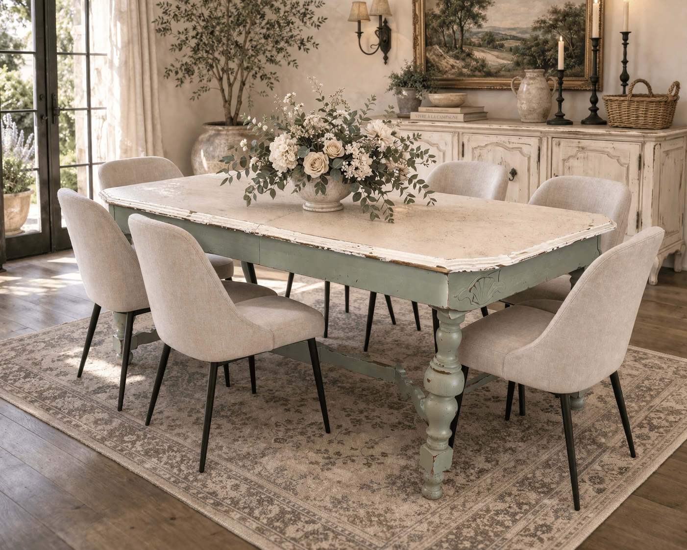 Jacobean Dining Table - Primitive Paint Finish