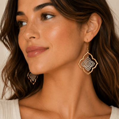 Gold and Silver Colored Dangle Earrings