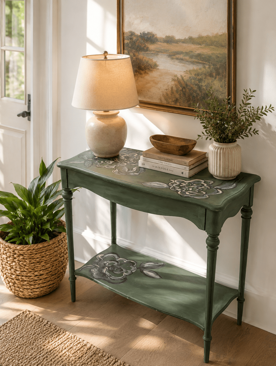 Hand-painted Console Table in Amsterdam Green