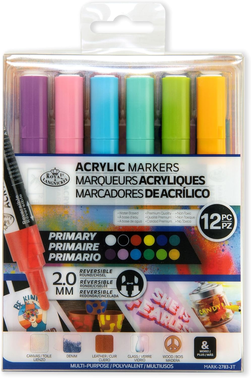 Royal & Langnickel 12 Piece Acrylic Primary/Pastel Markers
