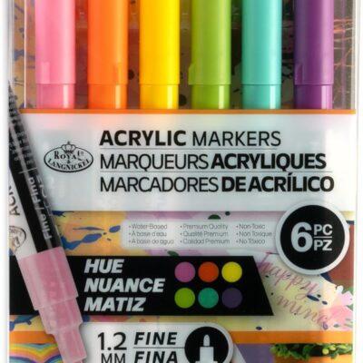 Royal & Langnickel 6 Piece Acrylic Hue Markers Fine Tip