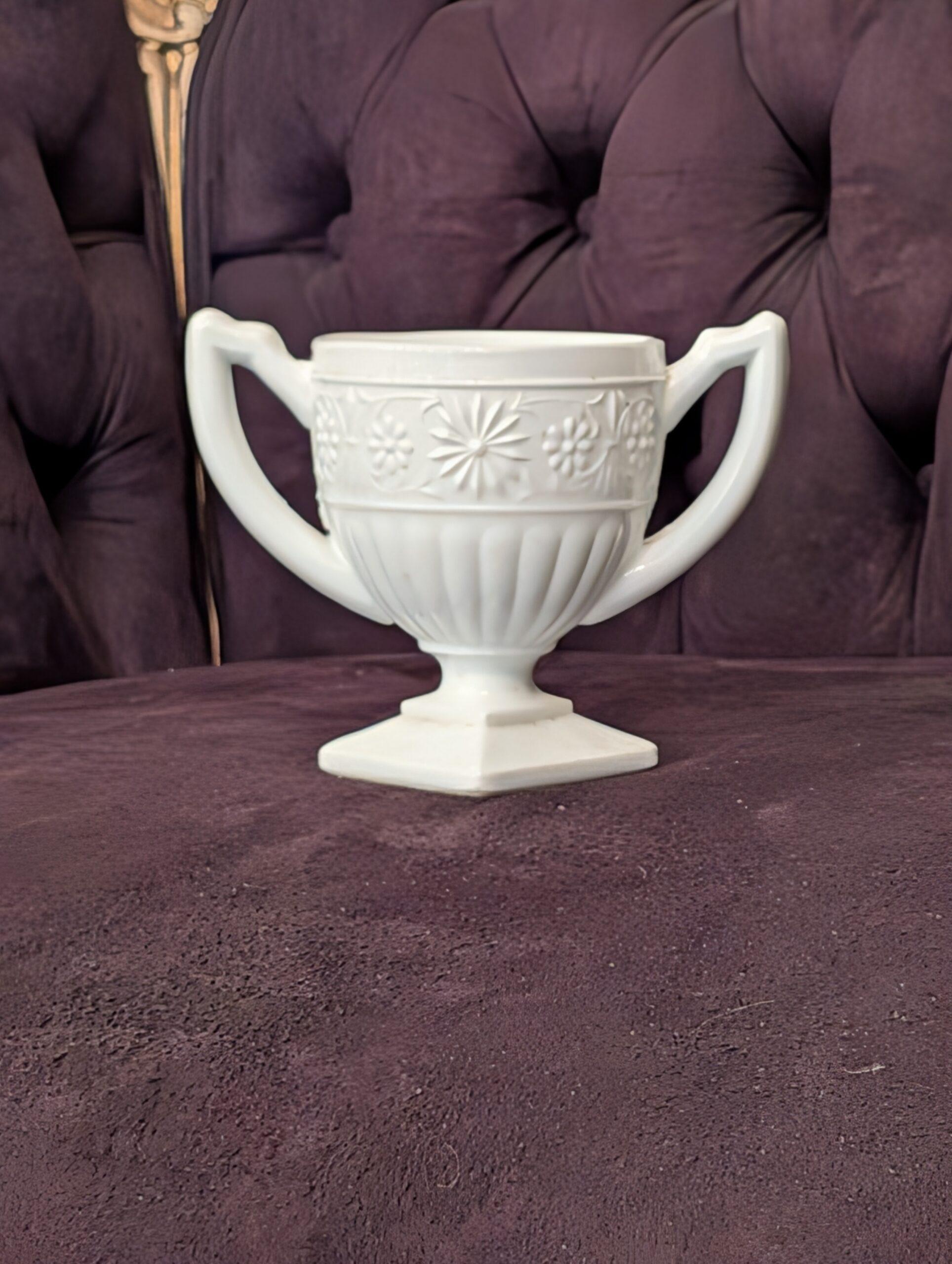 Vintage Milk Glass Open Sugar Bowl