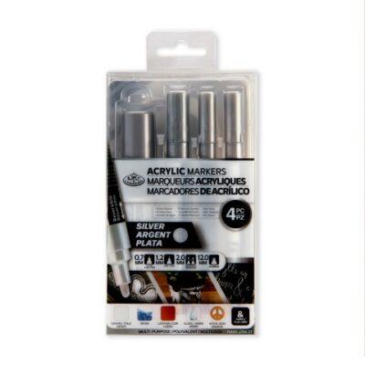 Royal & Langnickel 4 Piece Silver Acrylic Markers