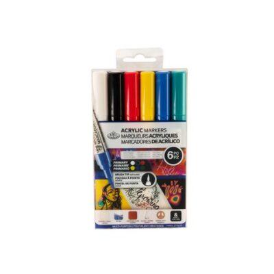 Royal & Langnickel 6 Piece Acrylic Primary Markers Brush Tip