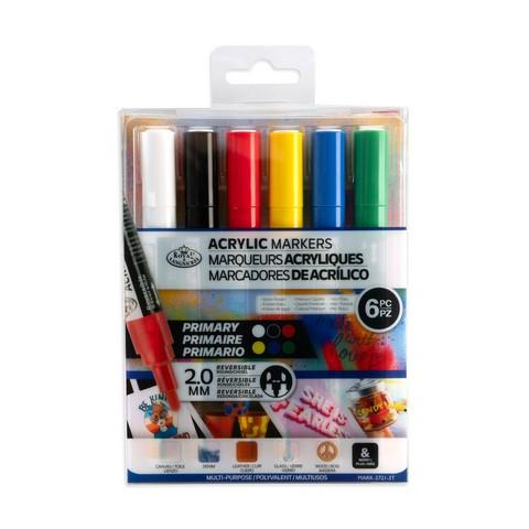 Royal & Langnickel 6 Piece Acrylic Primary Markers 2.0 mm tip